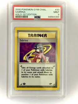 2000 Pokemon TCG Sabrina 1st Edition Holo 20/132 Gym Challenge PSA 9 - Image 1