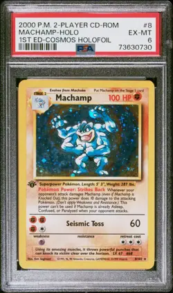1ST EDITION - HOLO MACHAMP Cosmos 2000 Pokemon 2 Player CD ROM #8 PSA 6 RARE - Image 1