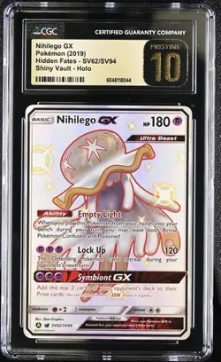 Nihilego Shiny Vault Holo CGC 10 Pristine Pokemon (2019) Hidden Fates #SV62 - Image 1