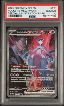 2025 POKEMON DRI EN-DESTINED RIVALS #231 TEAM ROCKET'S MEWTWO EX PSA 10 - Image 1