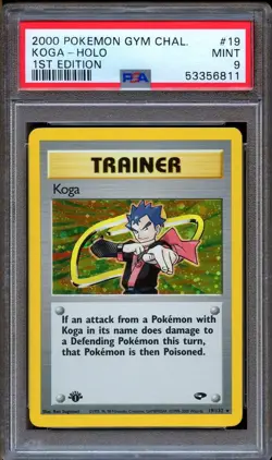 PSA 9 Pokemon Koga Holo 1st Edition Gym Challenge 19/132 MINT - Image 1