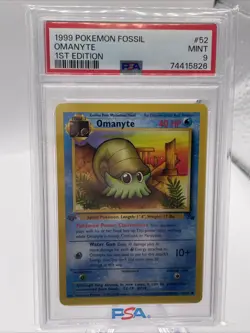 PSA 9 Omanyte Fossil 52/62 1st Edition Pokemon Card - Canadian Seller - Image 1