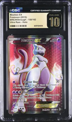 CGC Pristine 10 Mewtwo EX 158/162 Full Art BREAKthrough Pokemon Card - Image 1