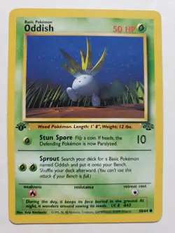 1st Edition Oddish (58/64) Common Jungle Pokemon Card - NM/LP - Image 1