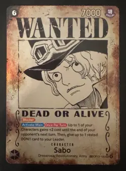 Sabo OP13-120 SP Wanted Poster Alternate Art One Piece Card English Carrying On - Image 1