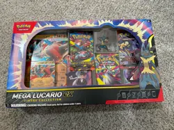 POKEMON TCG MEGA LUCARIO ACTION FIGURE COLLECTION BOX WITH CARDS SEALED - Image 1