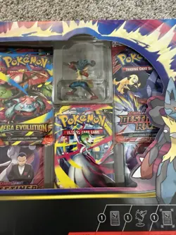 POKEMON TCG MEGA LUCARIO ACTION FIGURE COLLECTION BOX WITH CARDS SEALED - Image 3