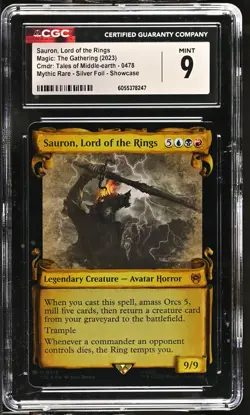 SAURON, LORD OF THE RINGS LotR Scroll Showcase Silver Foil CGC 9 MTG - Image 1