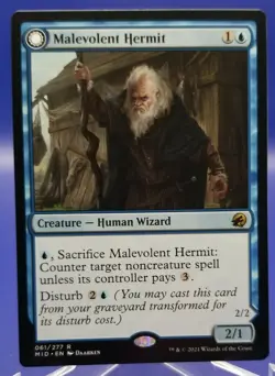 MTG Malevolent Hermit Benevolent Geist Innistrad: Midnight Hunt 061/277 Regu. - Image 1