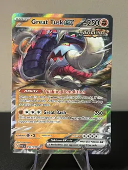 Pokemon TCG Great Tusk ex Scarlet & Violet: Paldean Fates 053/091 Holo Double... - Image 1