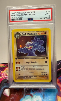 2000 Pokemon Team Rocket Dark Machamp 1st Edition Holo Rare #10 PSA 9 Mint - Image 1