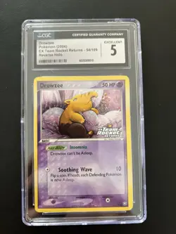 Drowzee Pokemon (2004) EX Team Rocket Returns - 54/109 Reverse Holo CGC 5 - Image 1