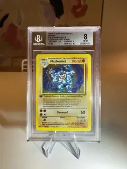Pokemon Machomei Holo 1. Edition 8/102 Base Set Deutsch German Rare BGS 8 - Image 1