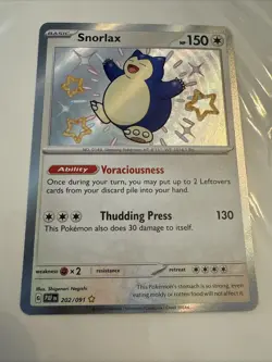 Pokemon TCG Paldean Fates Snorlax Card 202/091 Baby Shiny Rare Holo - Image 3