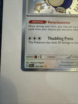 Pokemon TCG Paldean Fates Snorlax Card 202/091 Baby Shiny Rare Holo - Image 5