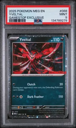 YVELTAL #088 COSMOS HOLO GAMESTOP STAMPED EXCLUSIVE PROMO 2025 POKEMON MEG PSA 9 - Image 1