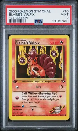 2000 POKEMON GYM CHALLENGE 66 BLAINE'S VULPIX 1ST EDITION | PSA 9 MINT LOW POP - Image 1