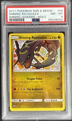 2017 Pokemon SHINING RAYQUAZA #56 Holo Rare Shining Legends PSA 8 - Image 1