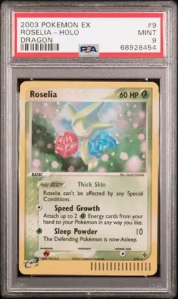 Pokemon PSA 9 MINT Roselia 9/97 EX Dragon Holofoil Rare 2003 Holo - Image 1