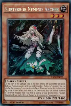 INOV-EN082 SUBTERROR NEMESIS ARCHER SECRET RARE 1ST EDITION YuGiOh CARD - Image 1