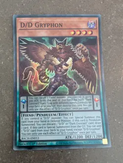 YuGiOh! D/D Gryphon BACH-EN013 Super Rare 1st Ed - Image 1