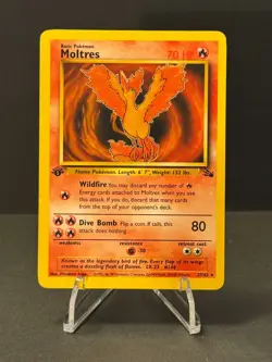 Moltres 27/62 - Non-Holo Fossil 1st Edition 1999 Pokemon TCG Card - LP - Image 1