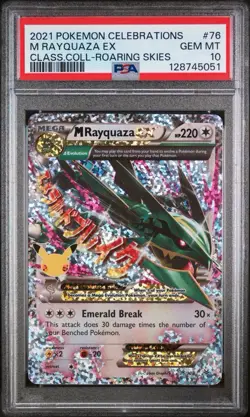 Pokemon 2021 Celebrations M Rayquaza EX Card 76/108 PSA 10 Classic Collection - Image 1