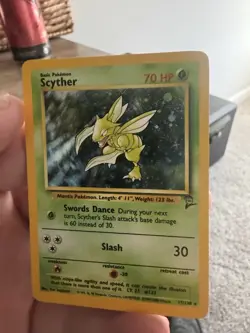 Pokemon TCG Scyther Base Set 2 Holo Unlimited Rare Card 17/130 NM Condition - Image 1