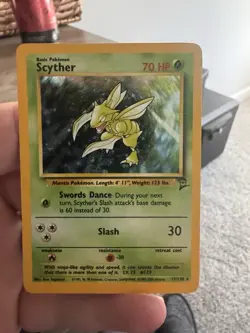 Pokemon TCG Scyther Base Set 2 Holo Unlimited Rare Card 17/130 NM Condition - Image 3