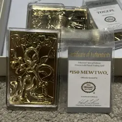 1999 Pokemon MEWTWO 23k Gold Plated Burger King Card W CERT of AUTH 🔥👌 - Image 1