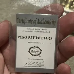1999 Pokemon MEWTWO 23k Gold Plated Burger King Card W CERT of AUTH 🔥👌 - Image 4