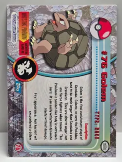 #76 Golem 1999 Topps Chrome Pokemon Card Series 1 Blue Logo - NM - US Seller - Image 2