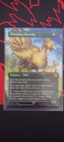 Traveling Chocobo MTG Magic Final Fantasy NM (Borderless Chocobo Track Foil) - Image 1