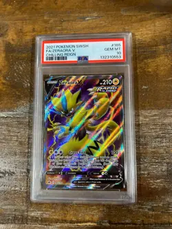 POKEMON 2021 Chilling Reign Full Art ZERAORA V SWSH #165 PSA 10 Gem Mint RARE - Image 1