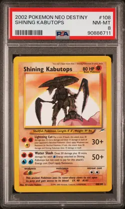 2002 POKEMON NEO DESTINY #108 SHINING KABUTOPS PSA 8 - Image 1