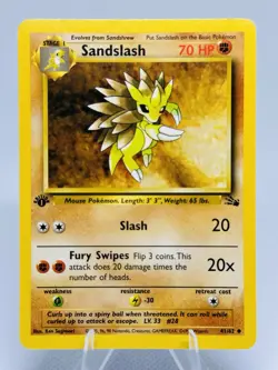 1999 Fossil 1st Edition Sandslash #41/62 Pokemon - WOTC Vintage Non-Holo LP/NM - Image 1