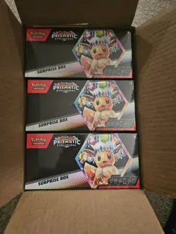 Lot of 3 Pokemon Prismatic Evolutions Surprise Boxes! Sealed and ready to ship! - Image 1