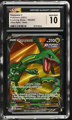 RAYQUAZA V Evolving Skies Holo Rare #193 CGC 10 Pokemon [Nostalgium] - Image 1