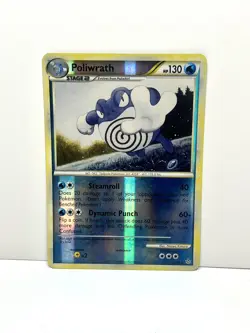 Pokemon TCG Poliwrath 21/95 HGSS Unleashed Reverse Holo Rare LP- - Image 1