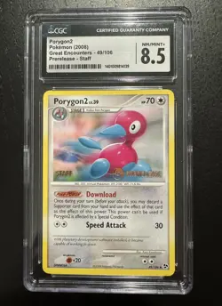 CGC 8.5 2008 PORYGON2 GREAT ENCOUNTERS 49/106 POKEMON (PRERELEASE STAFF) PSA🔥 - Image 1