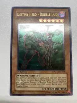 Yugioh Destiny Hero - Double Dude 1st Edition Ultimate Rare POTD-EN012 MP - Image 1