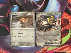 Melmetal ex 105/142 + Meltan 102/142 Stellar Crown Stamped Promo Card NM - Image 1