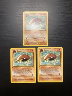 Pokemon Kabuto 1st Edition Fossil 3 Card Lot - Image 1