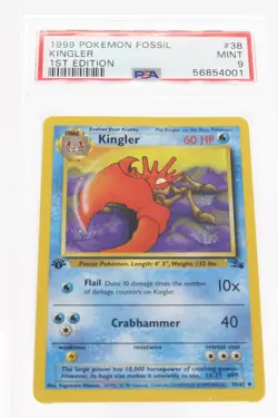 PSA 9 MINT 1999 Pokemon Fossil #38 Kingler 1st Edition !!! - Image 1