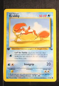 PSA 9 MINT 1999 Pokemon Fossil #51 Krabby 1st Edition !!! - Image 2