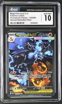 Mega Charizard X ex SIR 125 - 2025 Pokemon Phantasmal Flames - CGC 10 Gem MINT - Image 1
