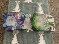Pokemon TCG: Paradox Clash Tin Set of 2 - Iron Leaves & Walking Wake - Sealed - Image 1