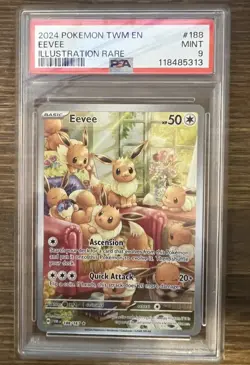 PSA 9 EEVEE 188 TWILIGHT MASQUERADE SCARLET & VIOLET POKEMON MINT - Image 1