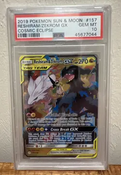 PSA 10 Gem Mint - Reshiram & Zekrom GX 157/236 - Pokemon TCG: Cosmic Eclipse - Image 1