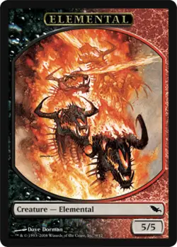 Hero Deal, English - 1 x MTG Elemental Token - Black/Red Shadowmoor - Image 1